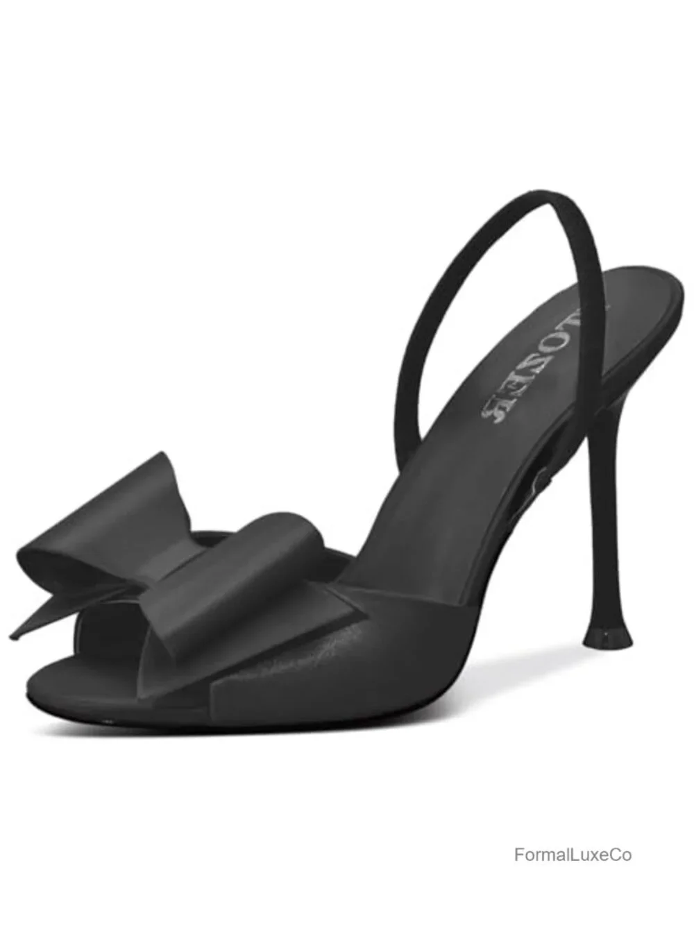 Satin Heeled Slingback Mules Sandals Stiletto Open Toe Bow Party Wedding Shoes